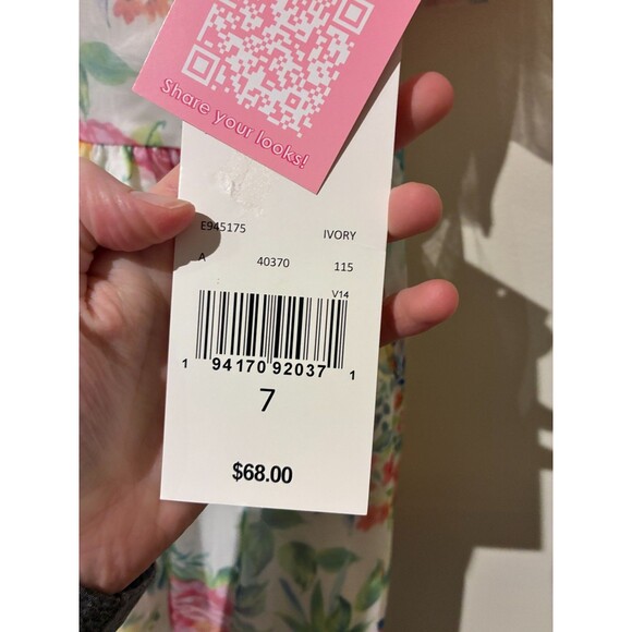 NWT Rare Editions Rainbow Floral Print Dress - Girls 7 - Picture 3 of 3